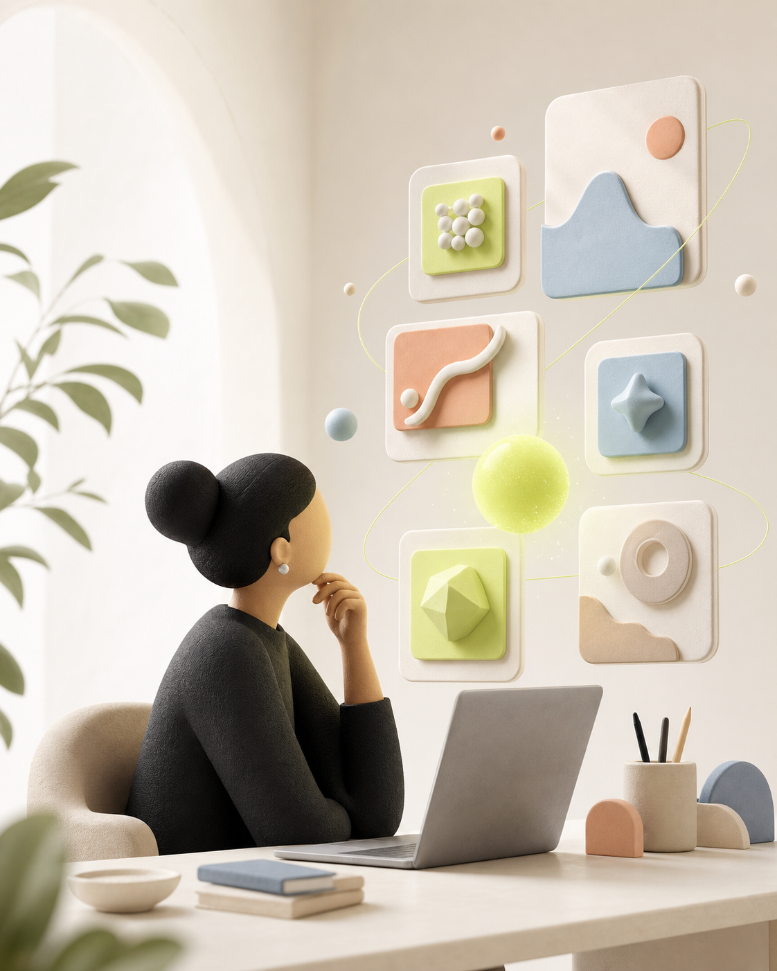 A creative person discovering AI tools on a laptop